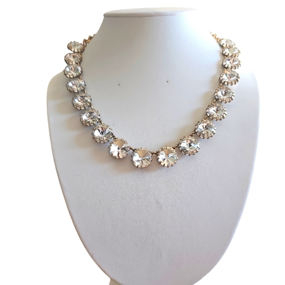 J. Crew Venus Flytrap Fly Trap Claw Prong Rivoli Pointed Stones Clear Necklace